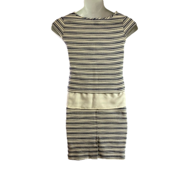 Ann Taylor 2PC Boatneck Blue & Ivory Top SZ XXS With Matching Skirt 2P SKU0642 - Picture 6 of 17